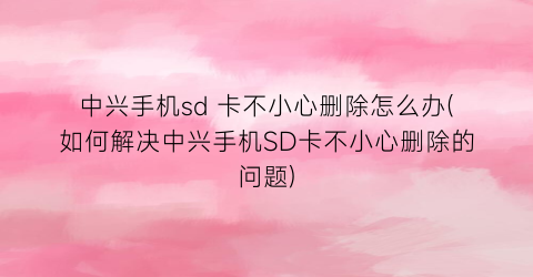 中兴手机sd卡不小心删除怎么办(如何解决中兴手机SD卡不小心删除的问题)